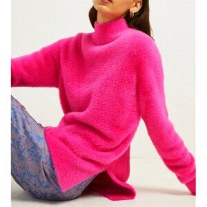 French Connection Edith Side Split Jumper Bright Prosecco Pink Fuzzy Teddy Hot